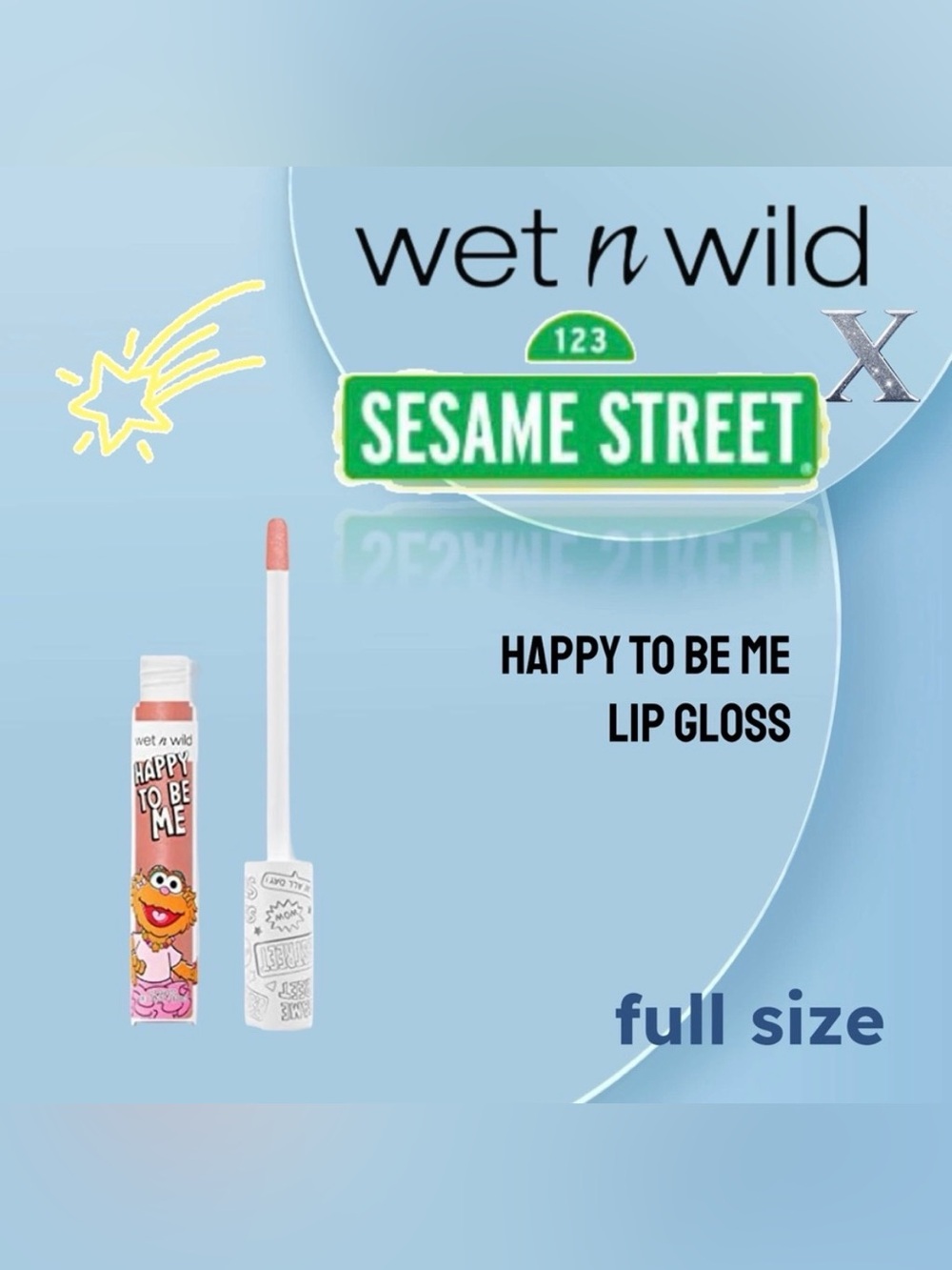 πΊπΈππ¦NIB WET N WILD x SESAME ST |FULL| Pink Happy To Be Me Lip Gloss Fun-Sized